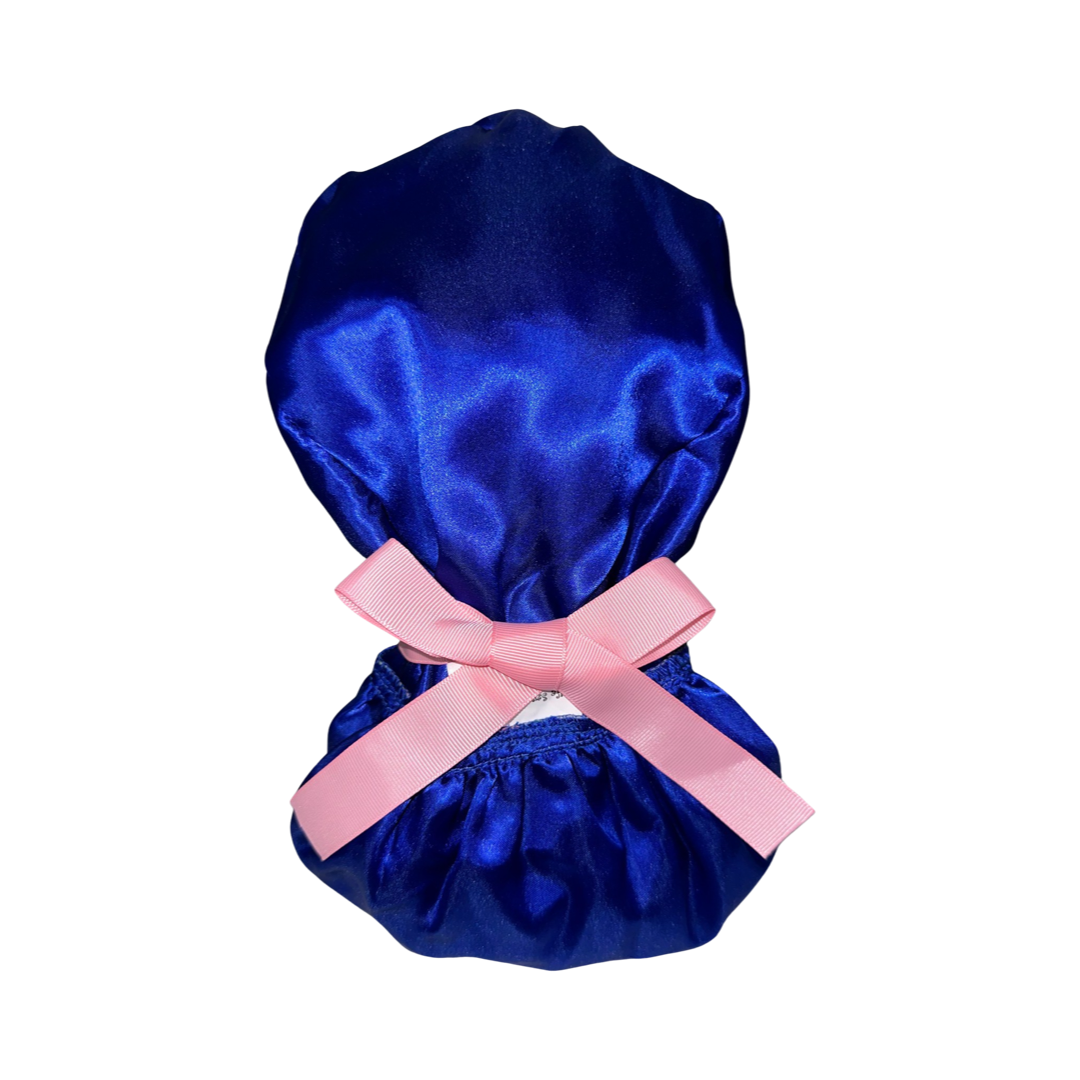 Satin Lined Ponytail Scrub Cap- Floral Garden