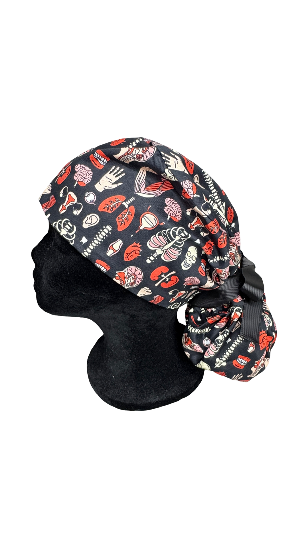 Satin Lined Ponytail Scrub Cap- Anatomy