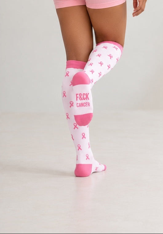 Pink Ribbon Breast Cancer Awareness Compression Socks