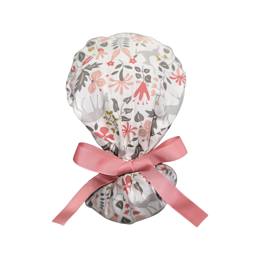 Satin Lined Ponytail Scrub Cap- Reindeer