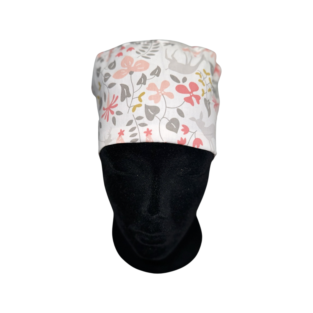 Satin Lined Ponytail Scrub Cap- Reindeer