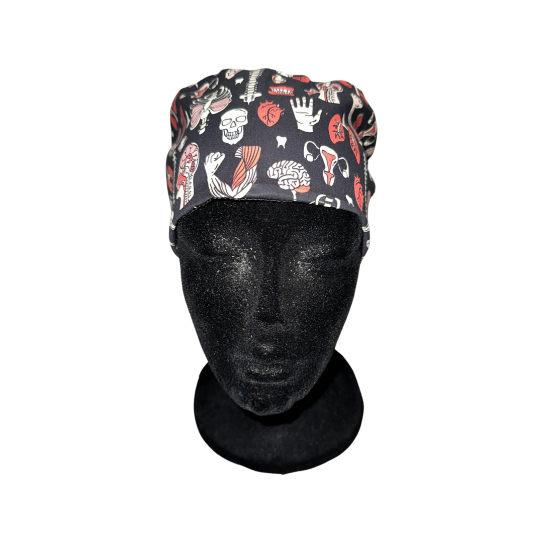 Satin Lined Ponytail Scrub Cap- Bones