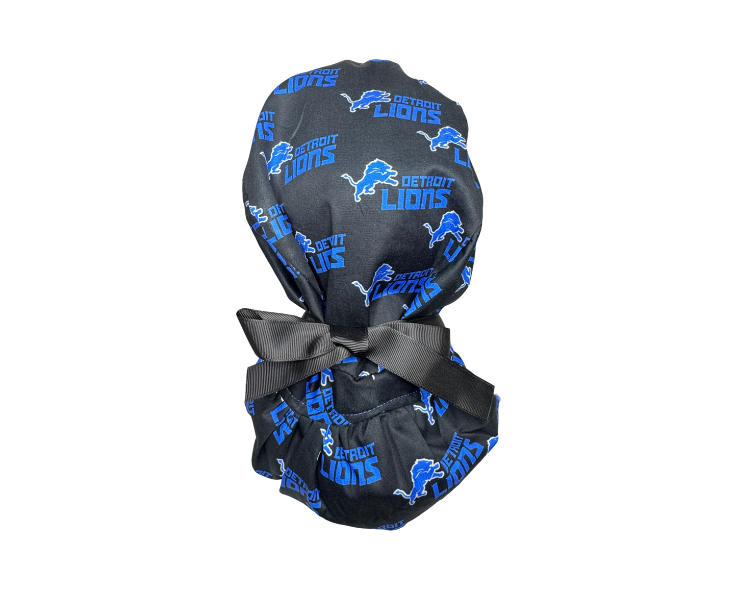 Detroit Lions Satin Lined Ponytail Scrub Cap- Black