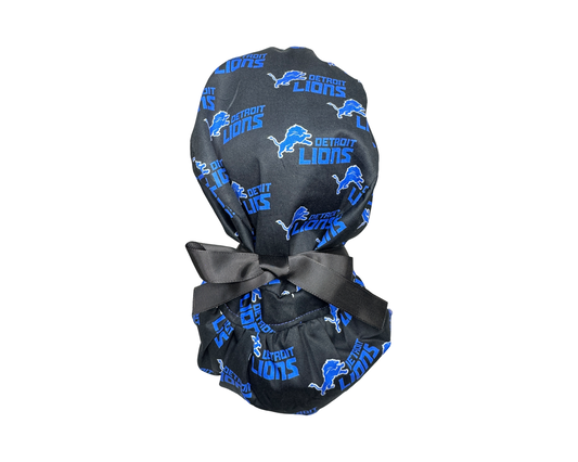 Detroit Lions Satin Lined Ponytail Scrub Cap- Black