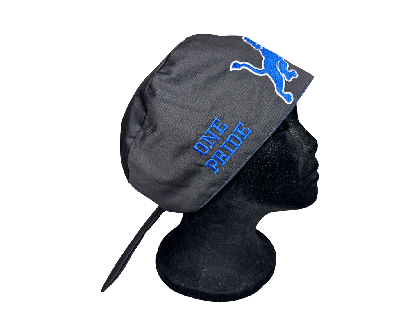 Detroit Lions Satin Lined Scrub Cap- Embroidered (Unisex) Tieback Cap
