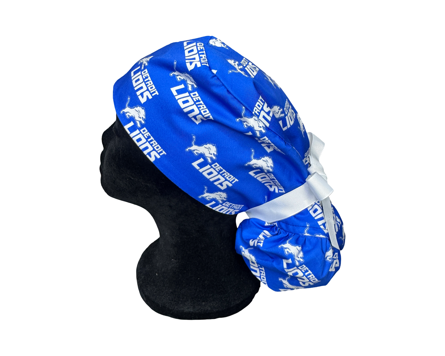Detroit Lions Satin Lined Ponytail Scrub Cap- Blue