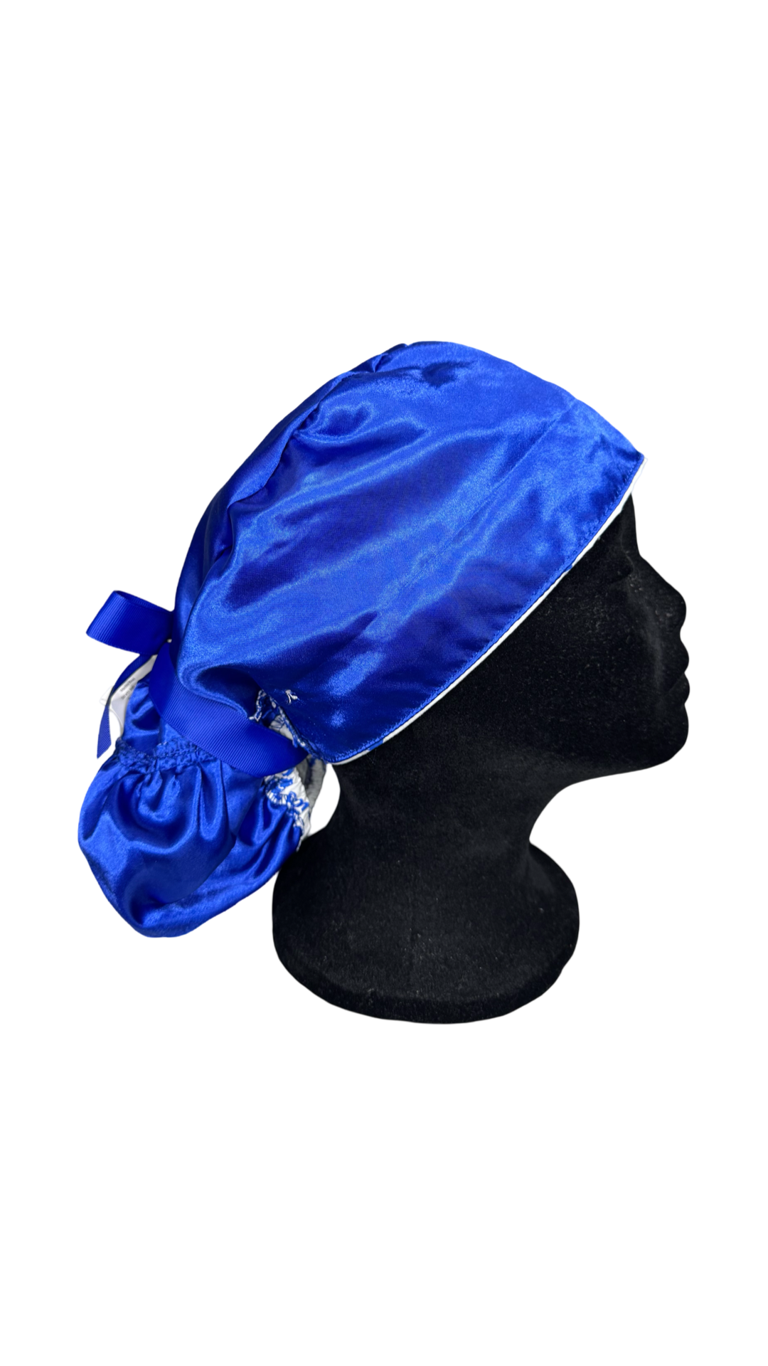 Satin Lined Ponytail Scrub Cap- Detroit Lions White