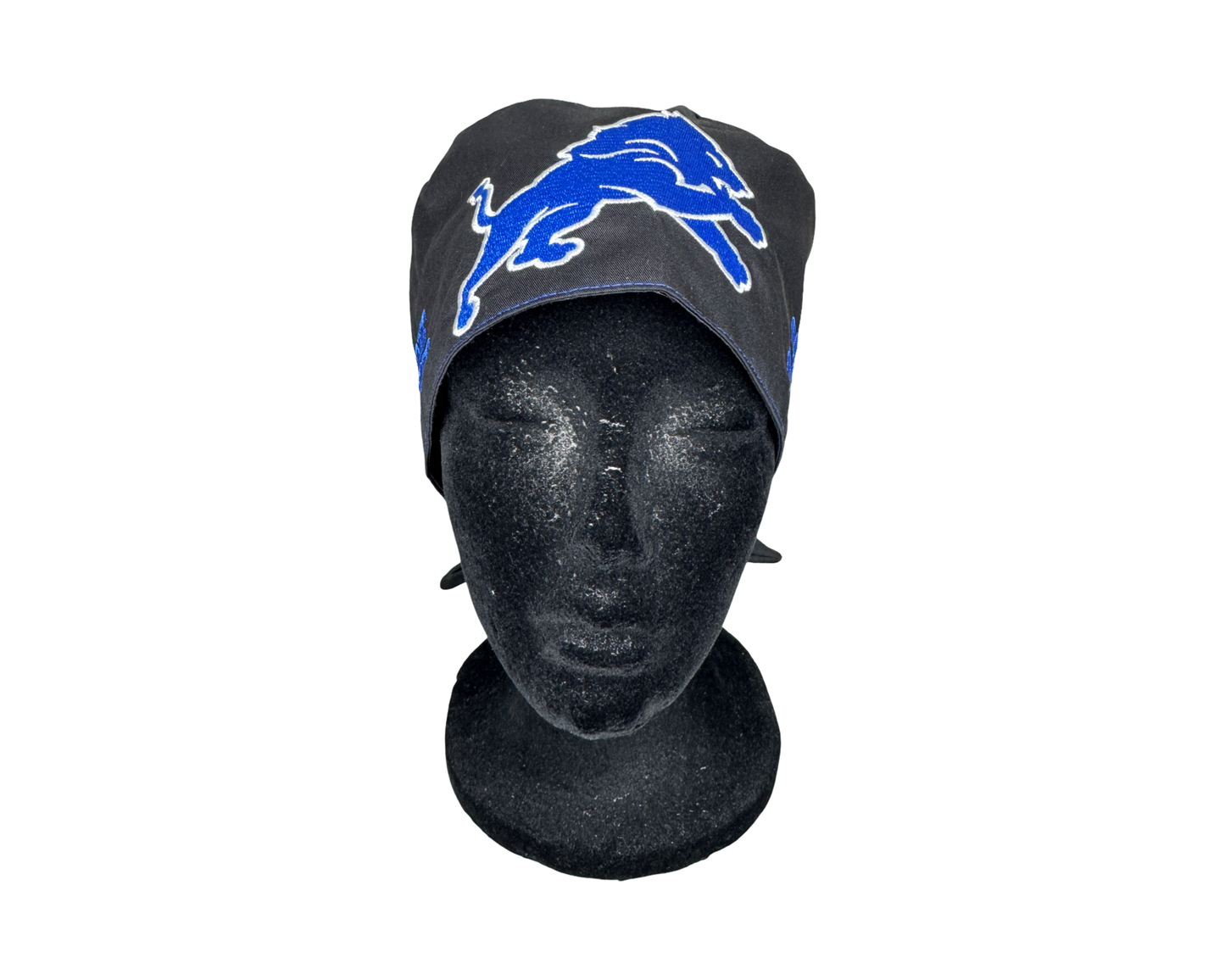 Detroit Lions Satin Lined Scrub Cap- Embroidered (Unisex) Tieback Cap