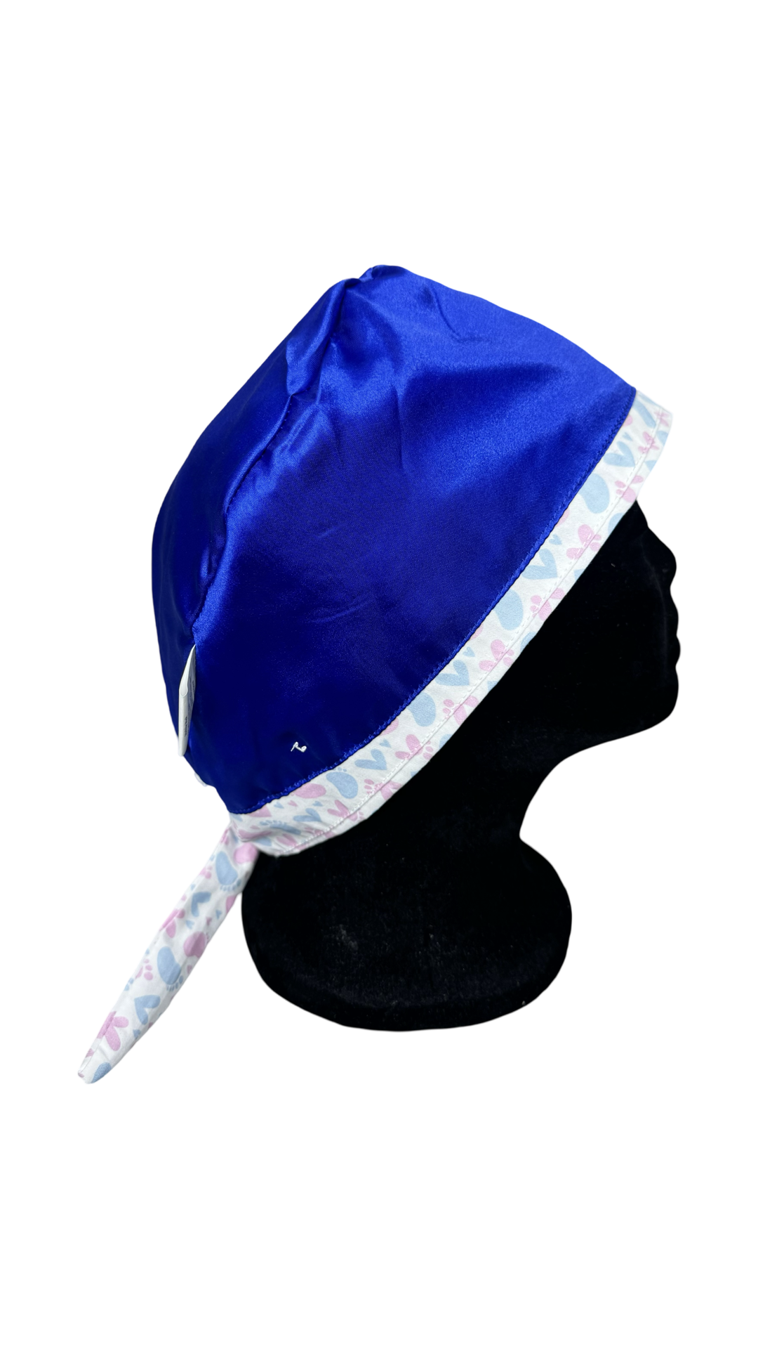 Satin Lined Tieback Scrub Cap-Footprints of Love