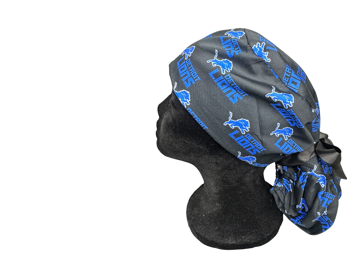 Detroit Lions Satin Lined Ponytail Scrub Cap- Black