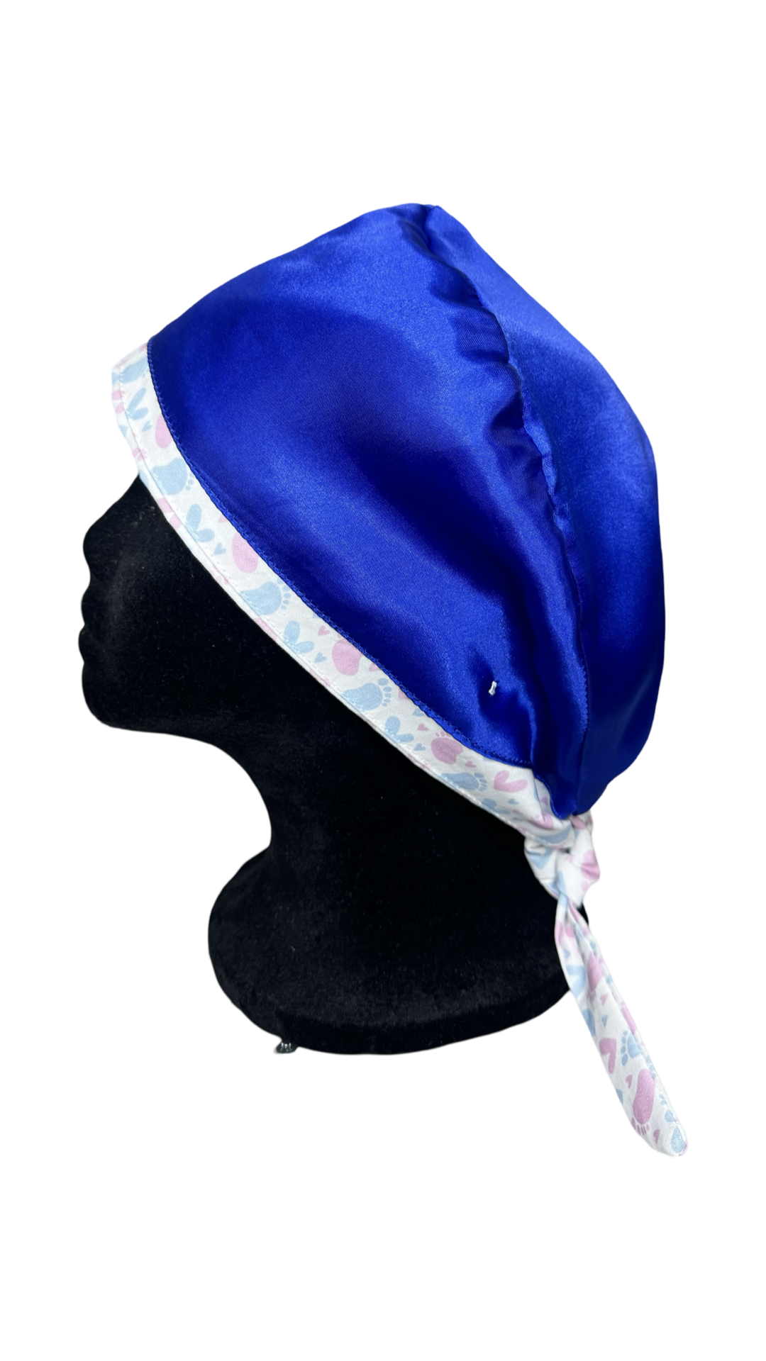 Satin Lined Tieback Scrub Cap-Footprints of Love