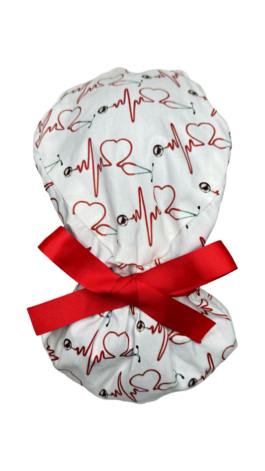 Satin Lined Ponytail Scrub Cap-Heartful Care