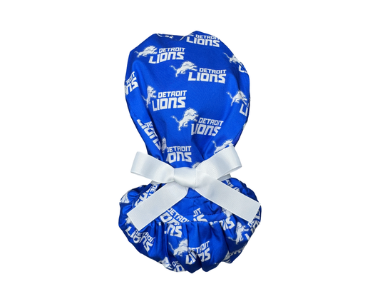 Detroit Lions Satin Lined Ponytail Scrub Cap- Blue
