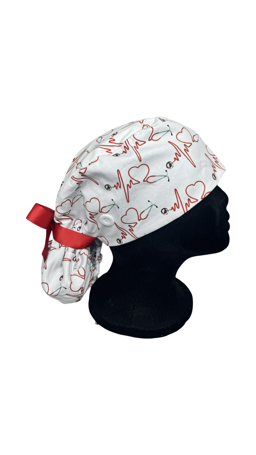 Satin Lined Ponytail Scrub Cap-Heartful Care