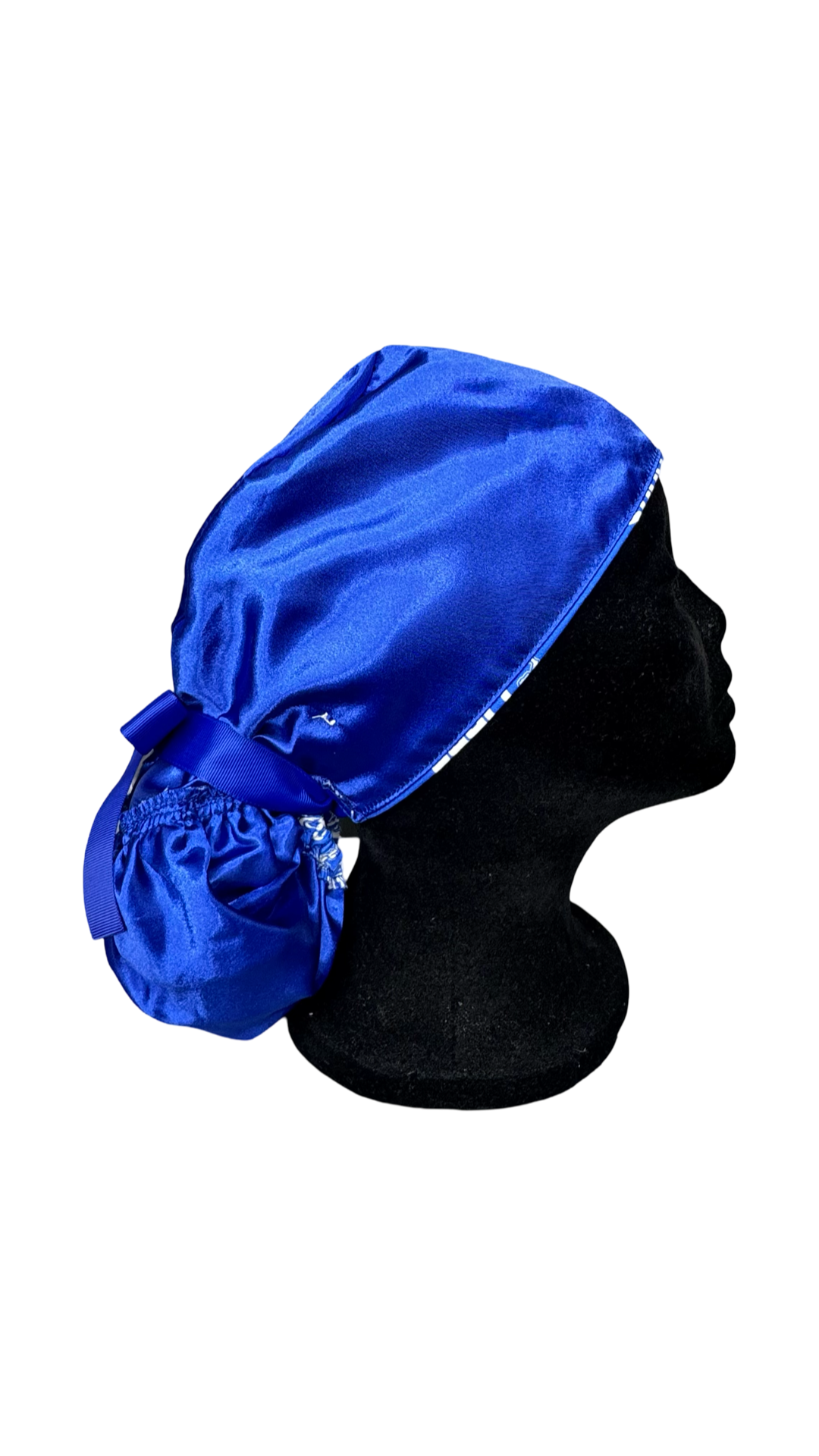 Satin Lined Ponytail Scrub Cap- Detroit Lions Blue