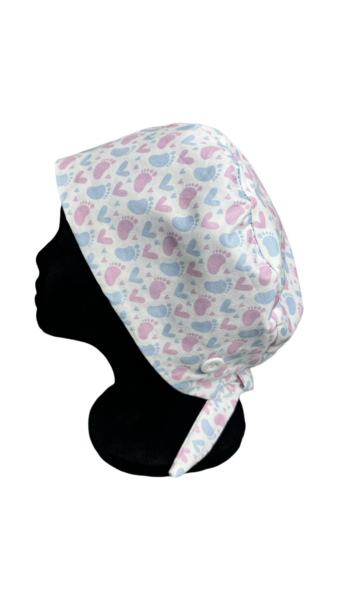 Satin Lined Tieback Scrub Cap-Footprints of Love