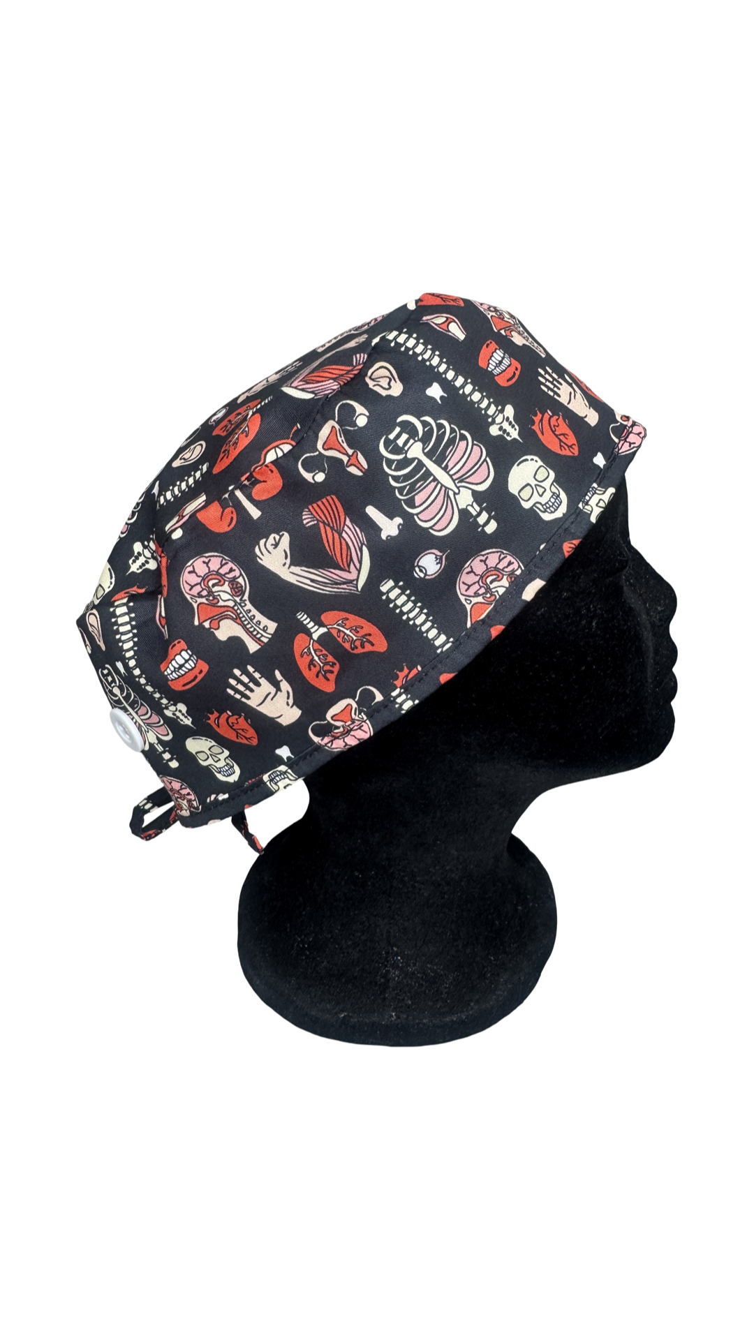 Men's Satin Lined Tie Back Scrub Cap- Anatomy