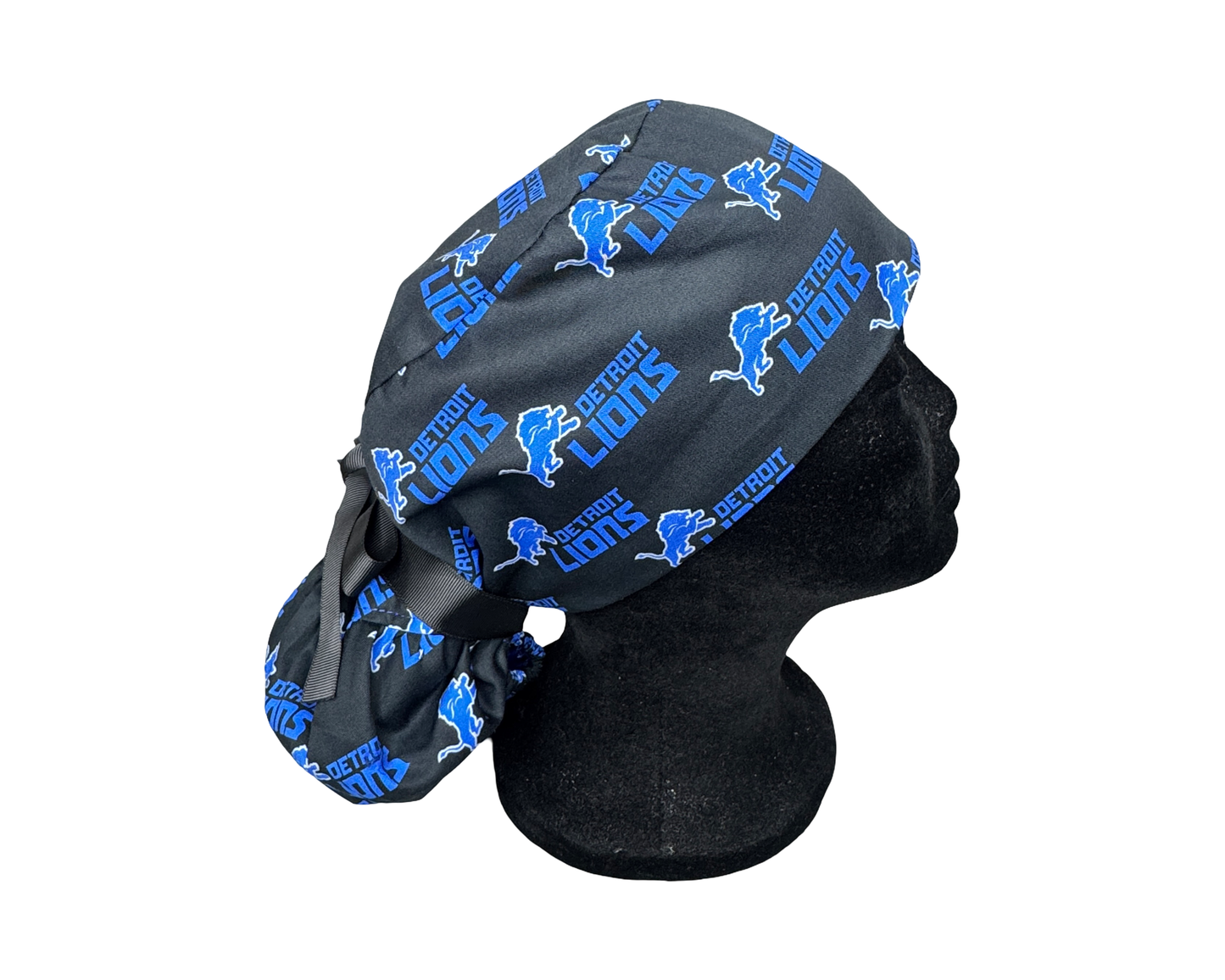 Detroit Lions Satin Lined Ponytail Scrub Cap- Black