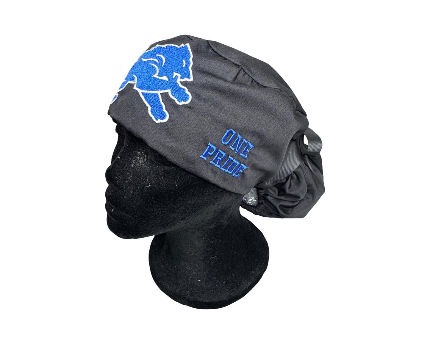 Detroit Lions Ponytail Satin Lined Scrub Cap- Embroidered Ponytail Cap
