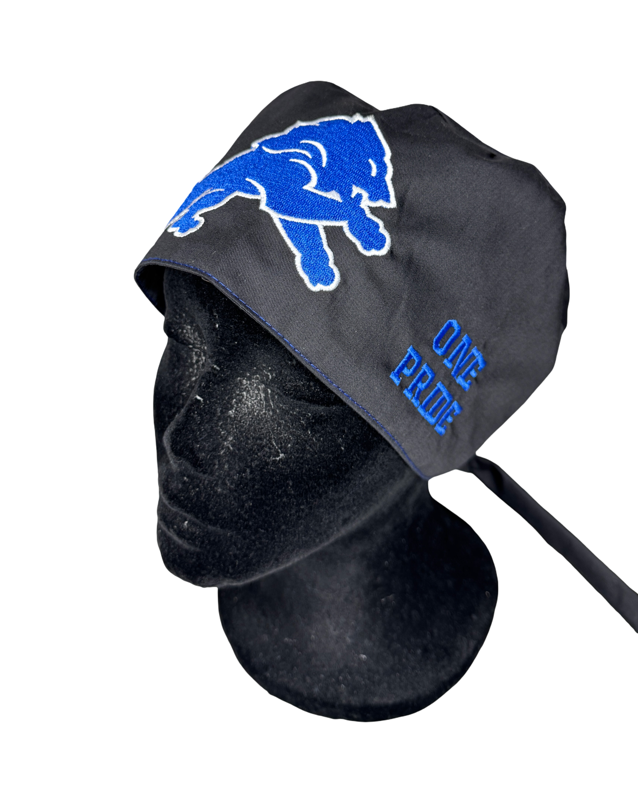 Detroit Lions Satin Lined Scrub Cap- Embroidered (Unisex) Tieback Cap