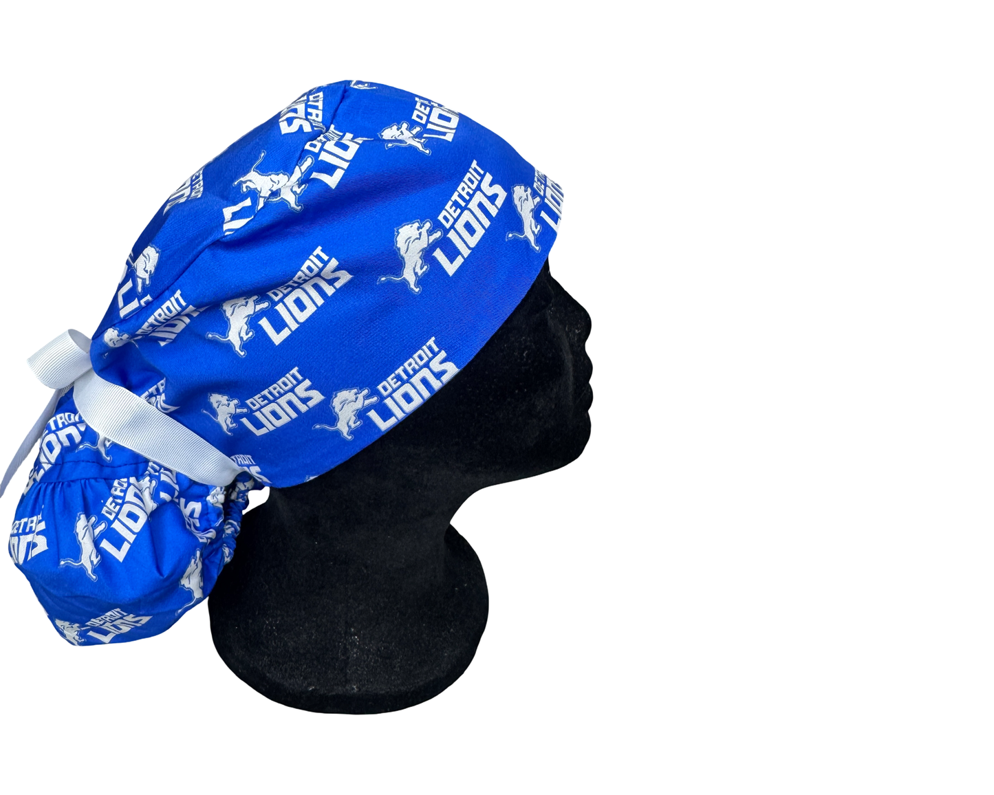 Detroit Lions Satin Lined Ponytail Scrub Cap- Blue