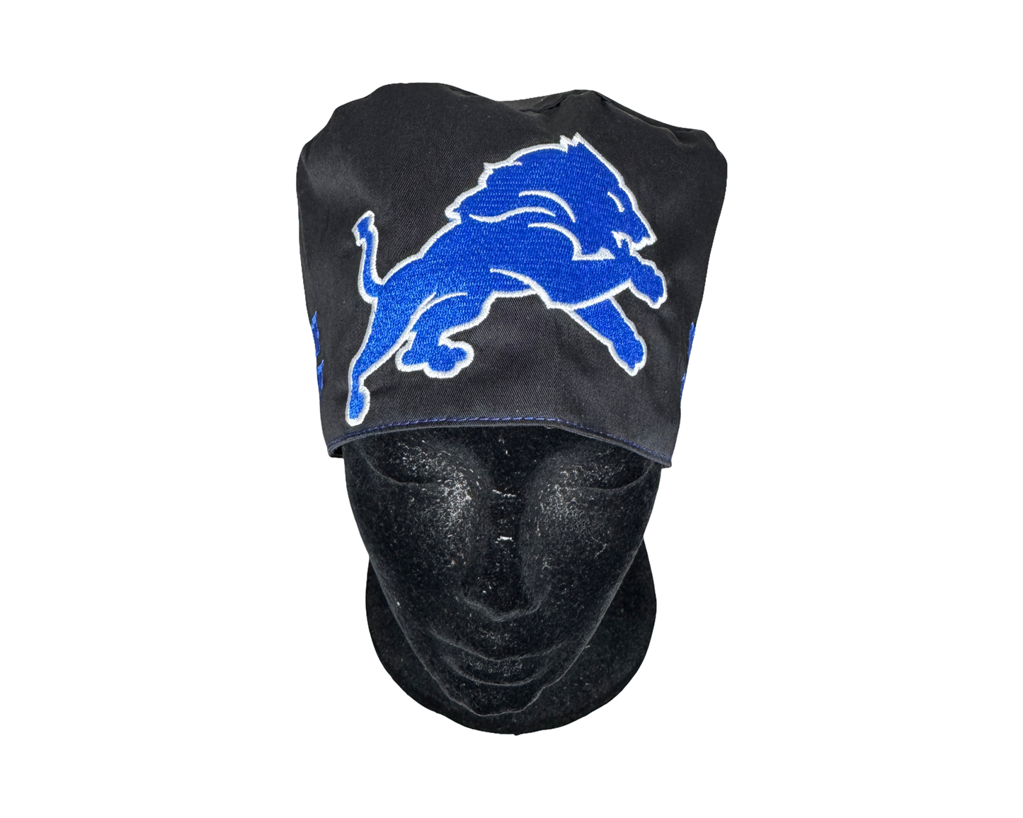 Detroit Lions Satin Lined Scrub Cap- Embroidered (Unisex) Tieback Cap