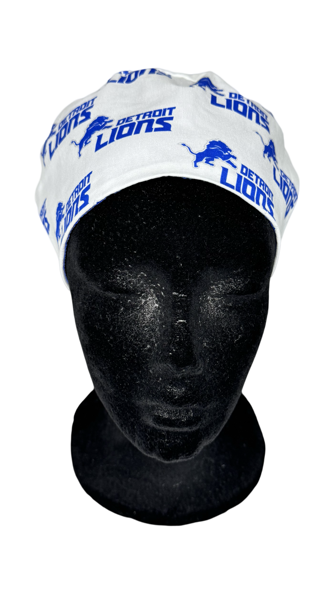 Satin Lined Ponytail Scrub Cap- Detroit Lions White