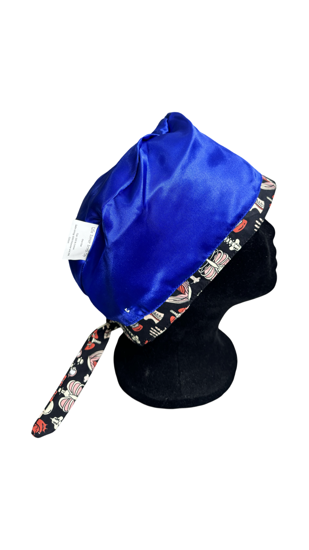 Satin Lined Tieback Scrub Cap-Anatomy