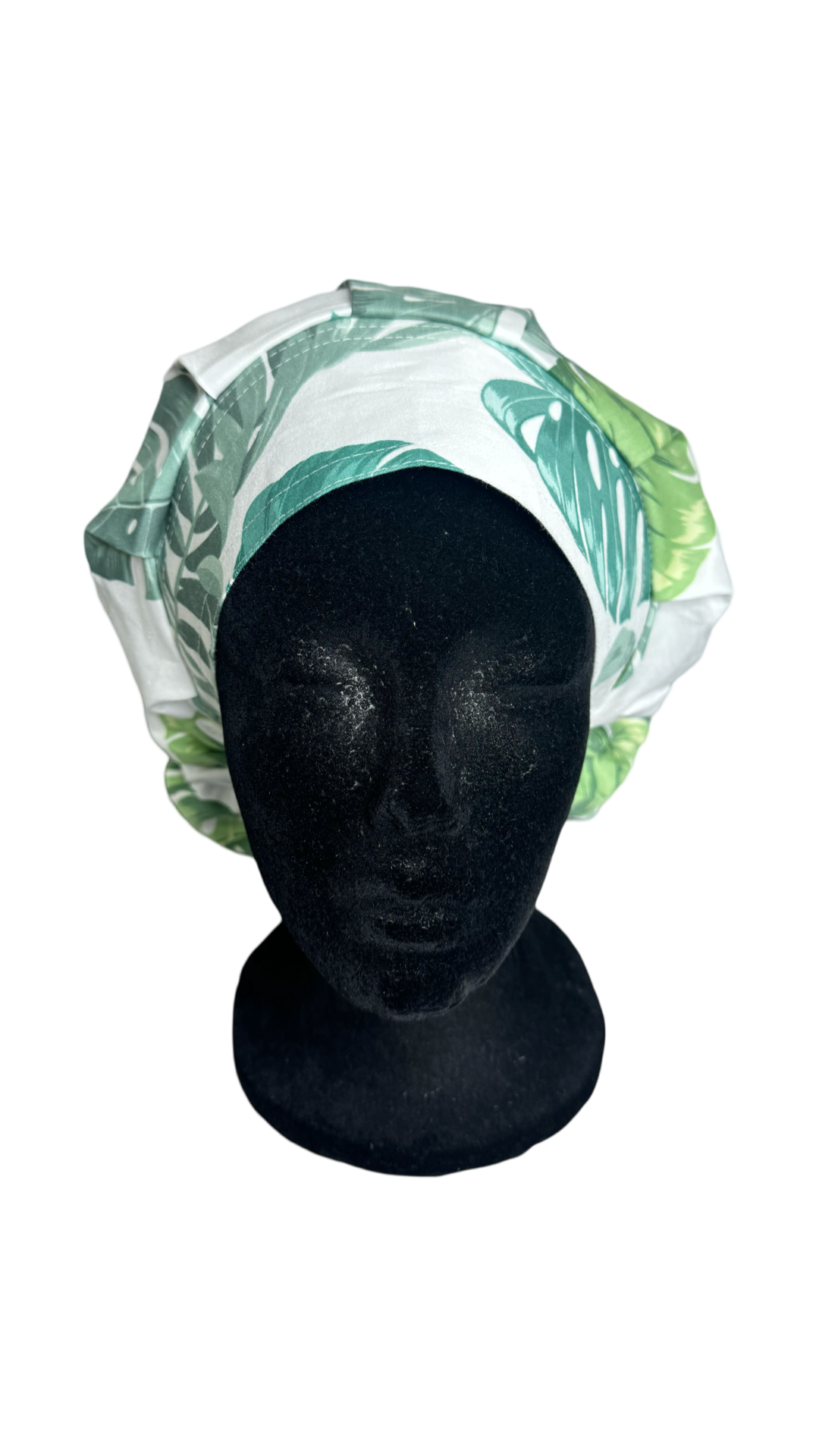 Satin Lined Bouffant Scrub Cap-  Paradise Leaves