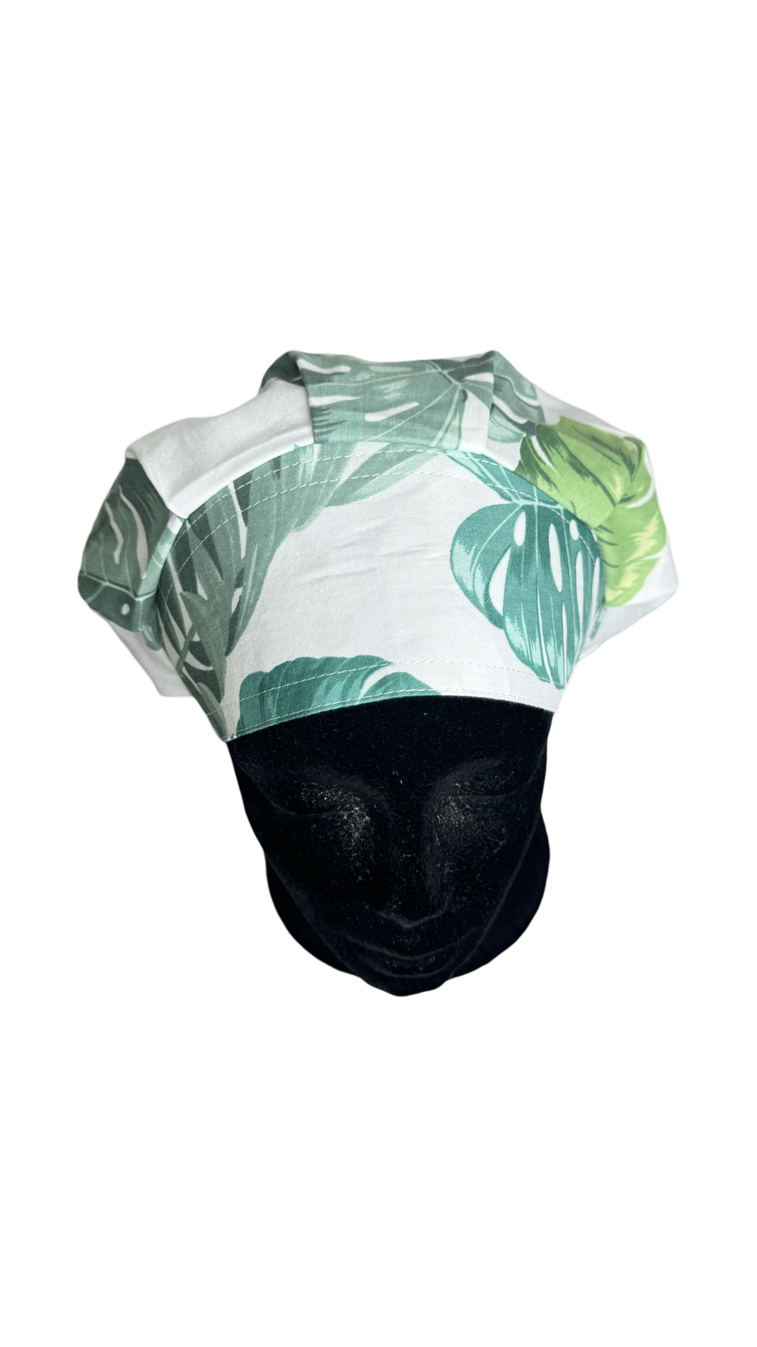 Satin Lined Bouffant Scrub Cap-  Paradise Leaves