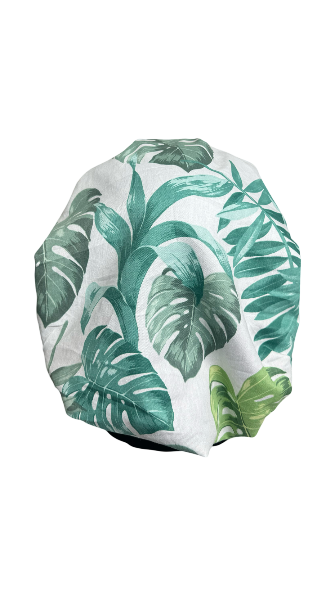 Satin Lined Bouffant Scrub Cap-  Paradise Leaves