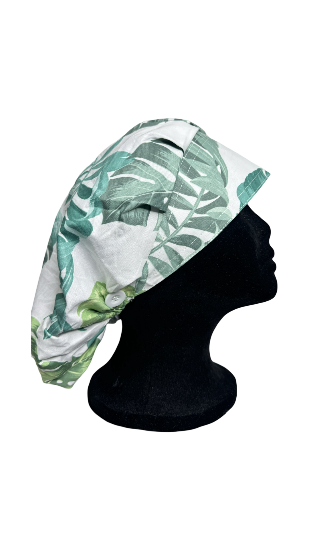 Satin Lined Bouffant Scrub Cap-  Paradise Leaves